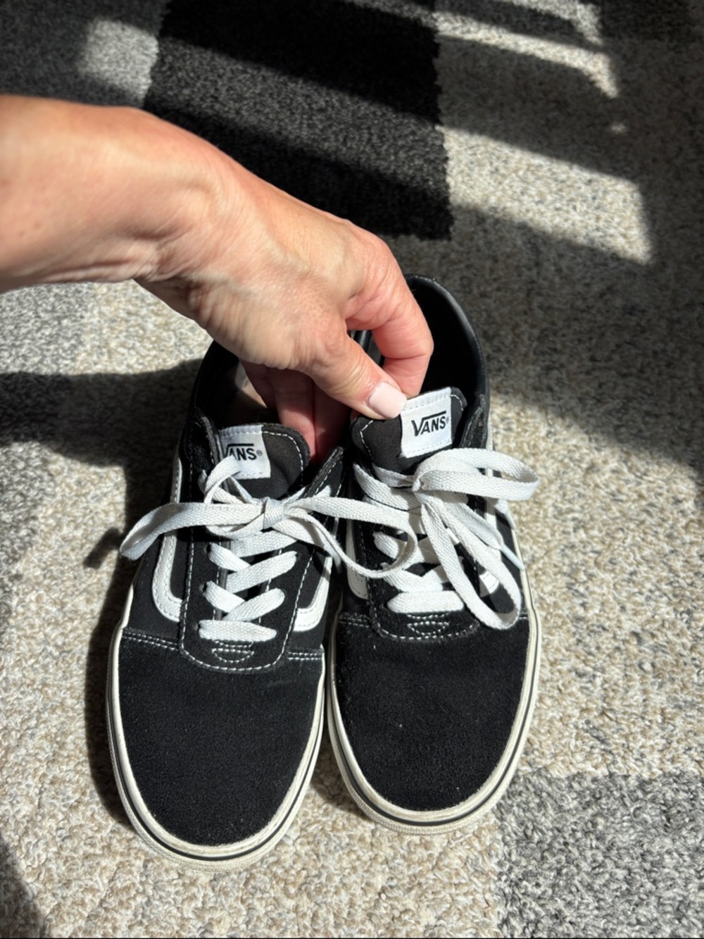 VANS Off The Wall Black Suede Sneakers - Kids Youth Size 5